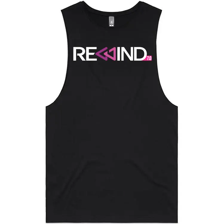 REWIND 2026 unisex tank Black front