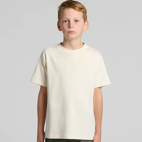 AS Colour Kids Classic T Shirt with custom print in Ecru, lifestyle front view