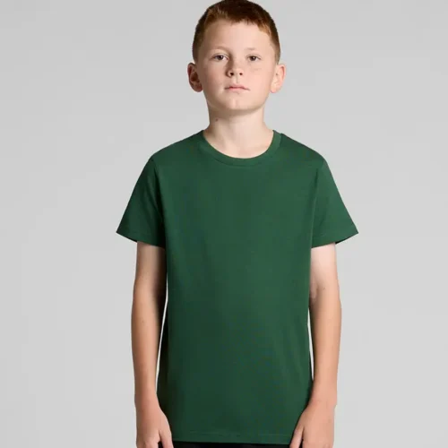 AS Colour Kids Staple T Shirt with custom print, Forest Green, front view