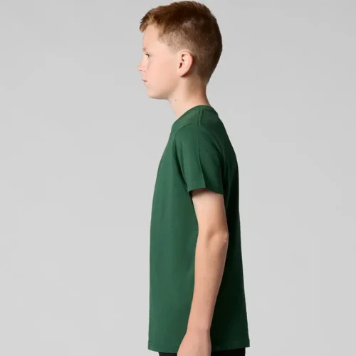 AS Colour Kids Staple T Shirt with custom print, Forest Green, side view