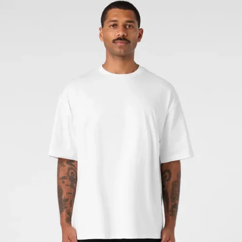 AS Colour Men's Block Oversized T Shirt, White, studio front view