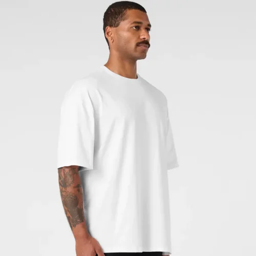 AS Colour Men's Block Oversized T Shirt, White, studio turn view