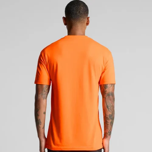 AS Colour Men's Block Safety Tee, Safety Orange, studio back view