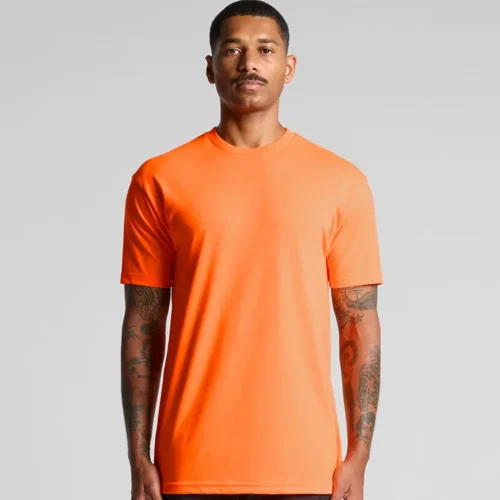 AS Colour Men's Block Safety Tee, Safety Orange, studio front view