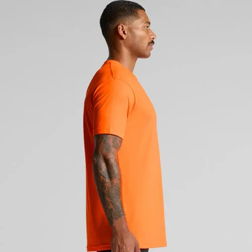 AS Colour Men's Block Safety Tee, Safety Orange, studio side view