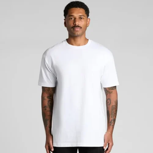 AS Colour Men's Block Tubular T Shirt, White, studio front view