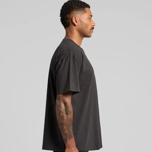 AS Colour Men's Classic Oversized T Shirt, Coal, studio side view