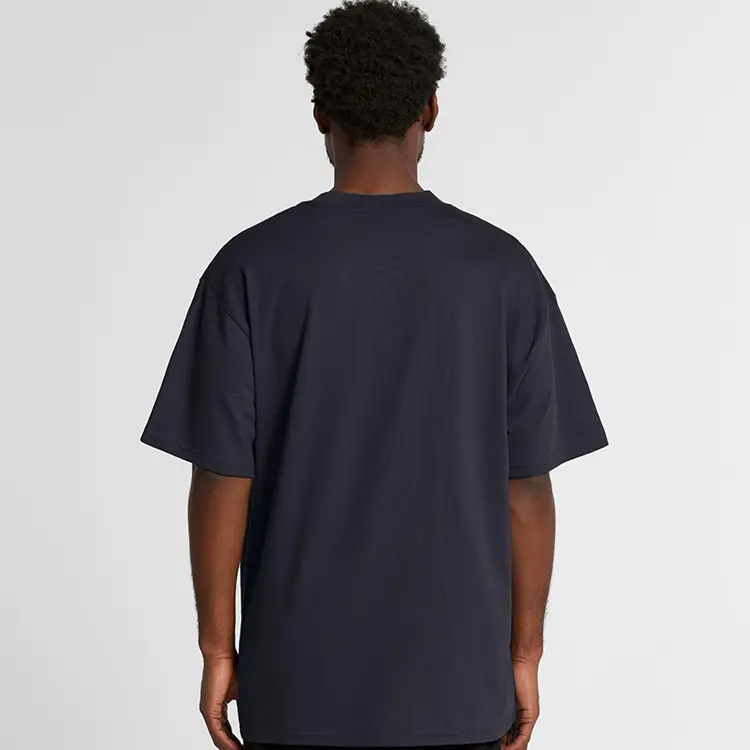 AS Colour Men's Heavy T Shirt in Midnight Blue, studio back view