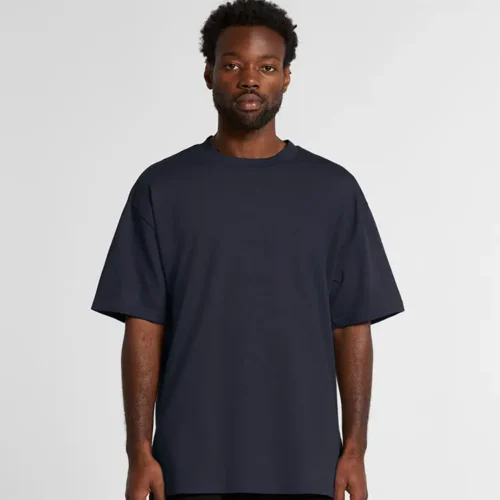 AS Colour Men's Heavy T Shirt in Midnight Blue, studio front view