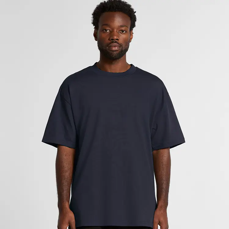AS Colour Men's Heavy T Shirt in Midnight Blue, studio front view