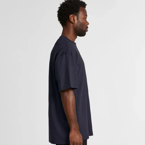 AS Colour Men's Heavy T Shirt in Midnight Blue, studio side view