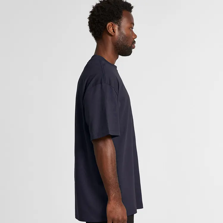 AS Colour Men's Heavy T Shirt in Midnight Blue, studio side view