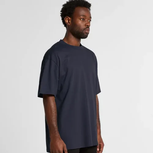 AS Colour Men's Heavy T Shirt in Midnight Blue, studio turn view
