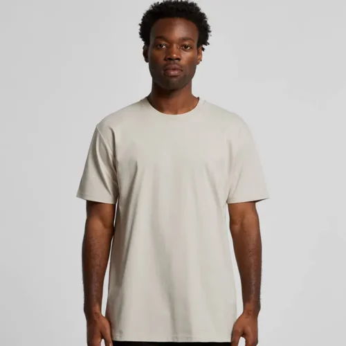 AS Colour Men's Staple T Shirt with custom print, Bone, front view
