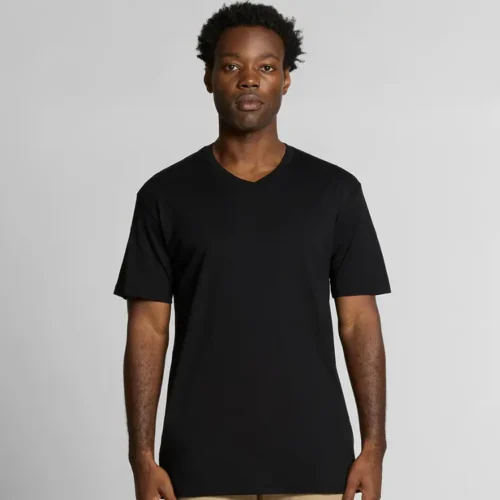 AS Colour Staple V Neck in Black, studio front view
