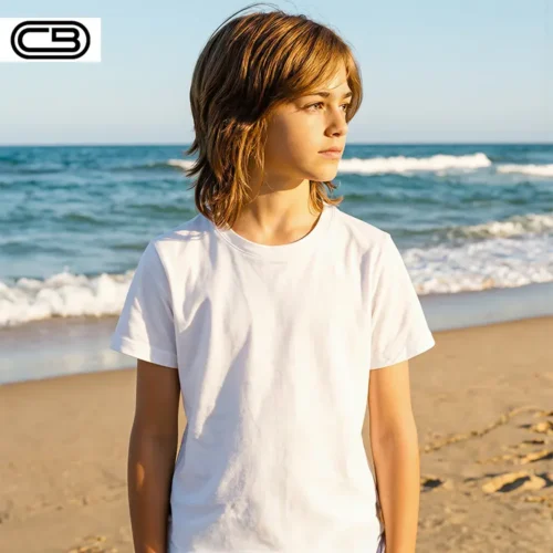 CB Kids Premium T-Shirt in White with custom print, front view