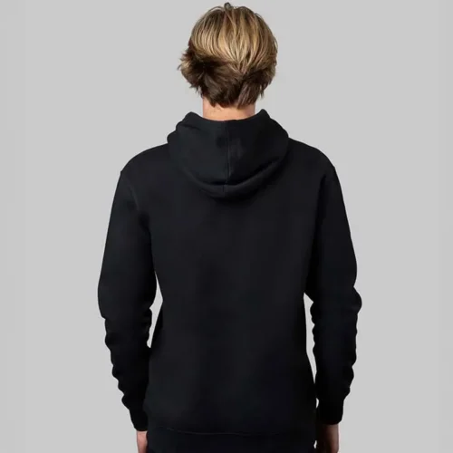 CB Men's Classic Hoodie in Black, lifestyle back view