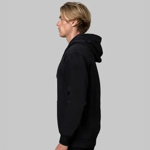 CB Men's Classic Hoodie in Black, lifestyle side view