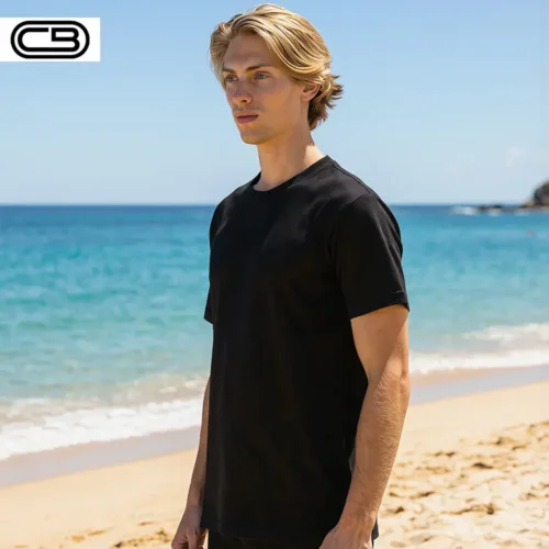 CB Men's Classic T Shirt in Black with custom print, front view