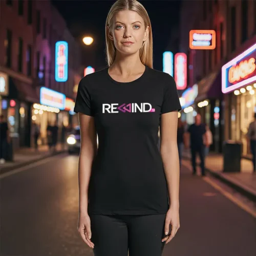 REWIND 2026 ladies tee Black main view