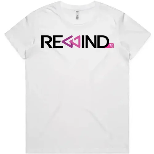 REWIND 2026 ladies tee White front
