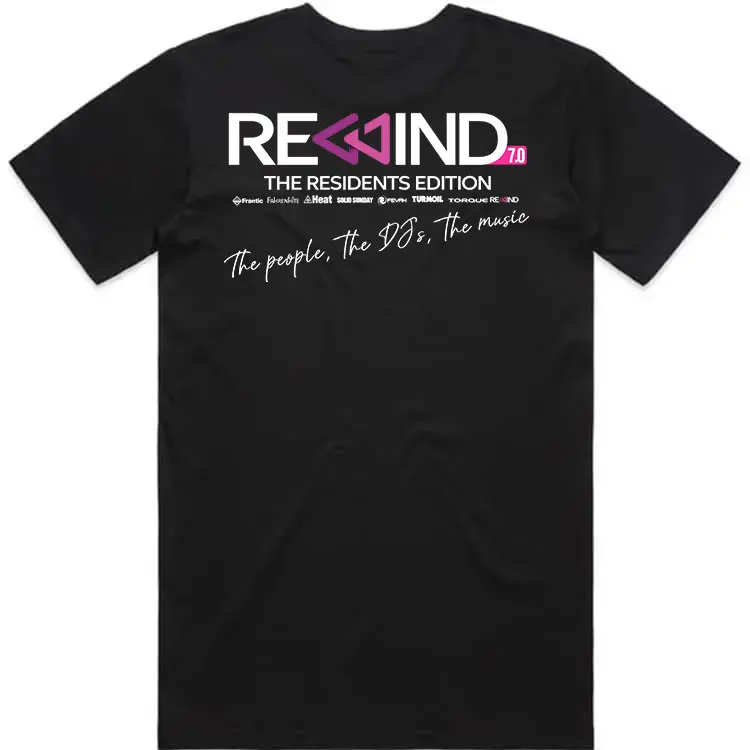 REWIND 2026 men's tee Black back