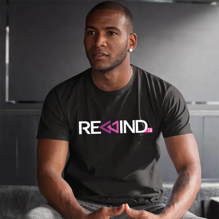 REWIND 2026 men's tee Black main view