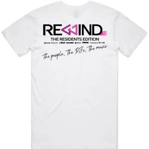 REWIND 2026 men's tee White back