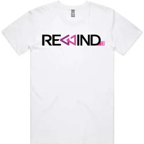 REWIND 2026 men's tee White front