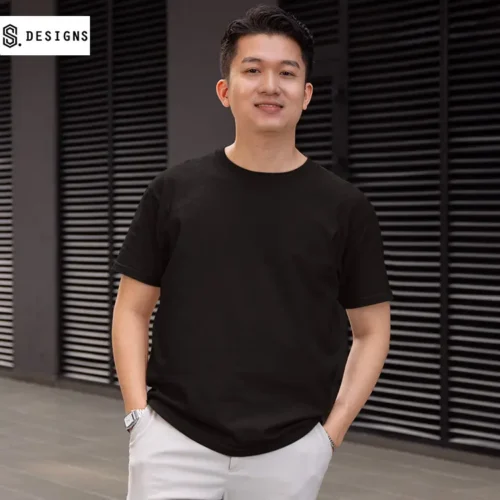 S. Designs Dynamic Classic T-shirt in Black with custom print, main view