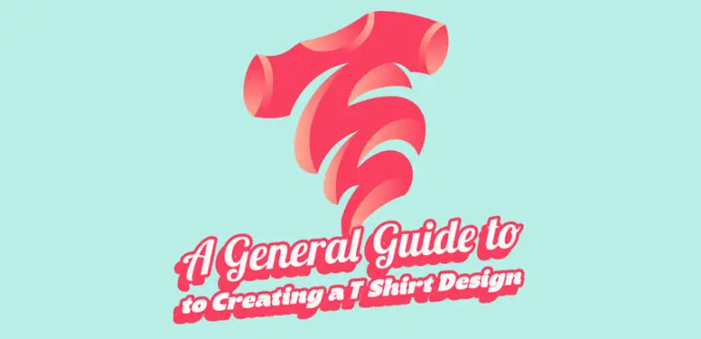 Stylised t-shirt design guide graphic with playful typography on a turquoise background