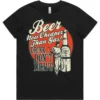 Beer Now Cheaper Than Gas printed in Australia graphic t-shirt ladies black front