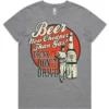 Beer Now Cheaper Than Gas printed in Australia graphic t-shirt ladies grey marle front