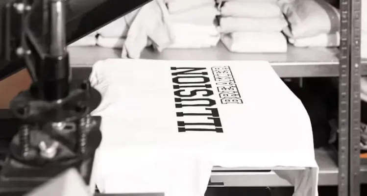 Dye sublimation printing process on polyester T-shirt using heat press