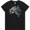 Ladies Artistic Australia t-shirt black lay flat