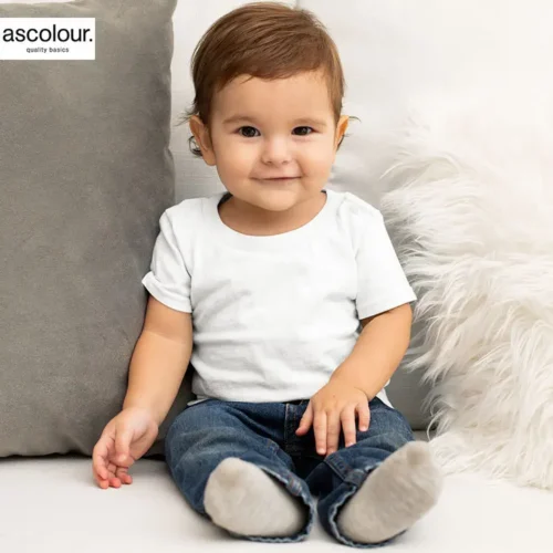 AS Colour Baby Wee Tee custom print, White, main lifestyle view