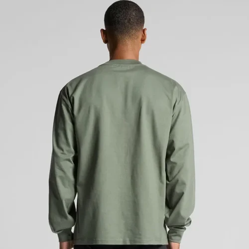 AS Colour Heavy Long Sleeve T Shirt with custom print, Cypress, studio back view