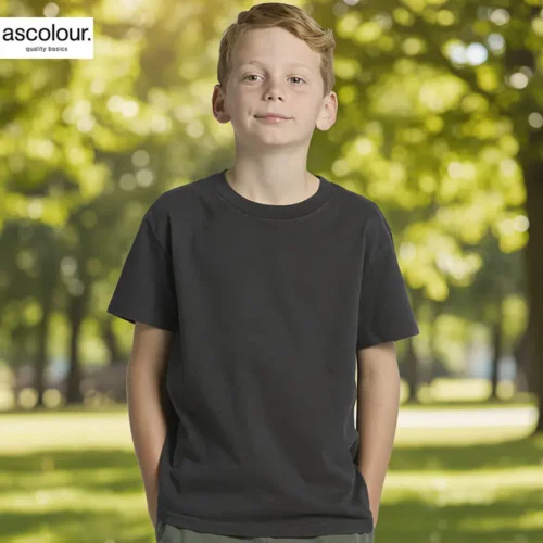 AS Colour Kids Heavy Faded T-Shirt custom print, Faded Black, main lifestyle view