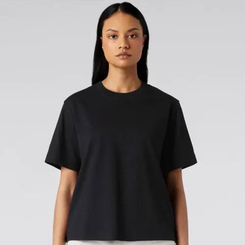 AS Colour Ladies Box T Shirt, Black, studio front view