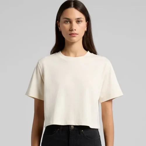 AS Colour Ladies Classic Crop T Shirt, Ecru, studio front view