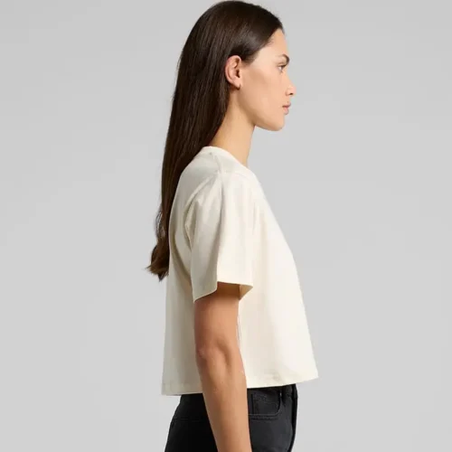 AS Colour Ladies Classic Crop T Shirt, Ecru, studio side view