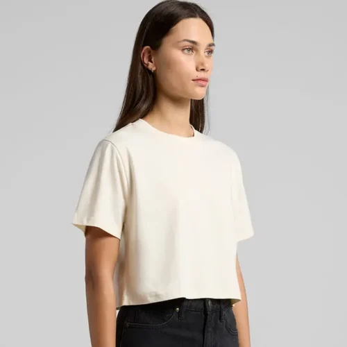 AS Colour Ladies Classic Crop T Shirt, Ecru, studio three-quarter view
