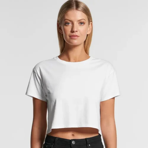 AS Colour Ladies Crop Top, White, studio front view