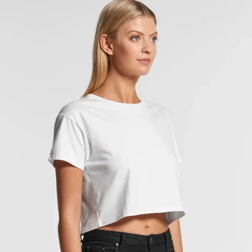 AS Colour Ladies Crop Top, White, studio three-quarter view