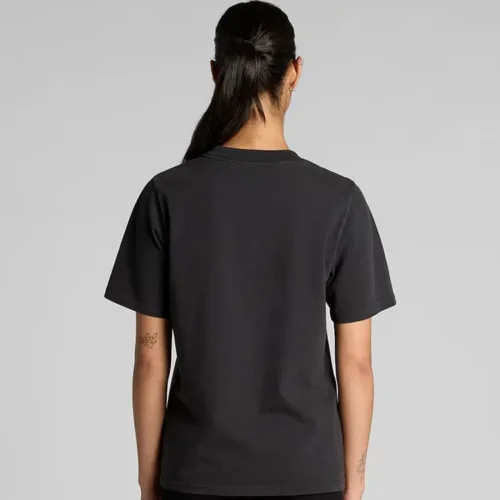 AS Colour Ladies Heavy Faded T Shirt in Faded Black, studio back view