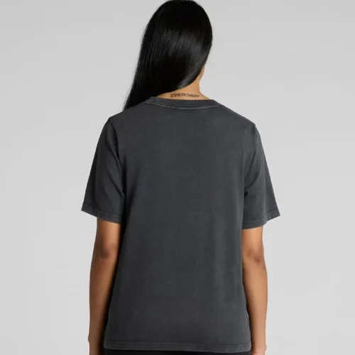 AS Colour Ladies Heavy Stone Wash T Shirt in Black Stone, studio back view