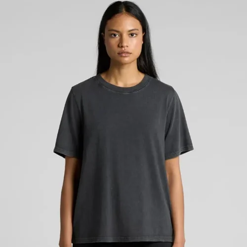 AS Colour Ladies Heavy Stone Wash T Shirt in Black Stone, studio front view