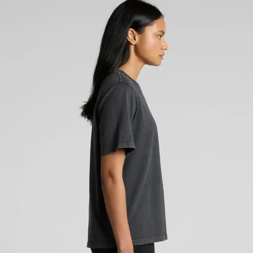 AS Colour Ladies Heavy Stone Wash T Shirt in Black Stone, studio side view
