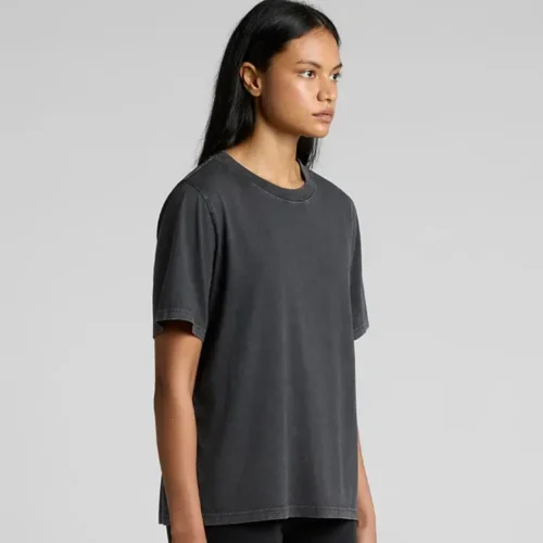 AS Colour Ladies Heavy Stone Wash T Shirt in Black Stone, studio turn view