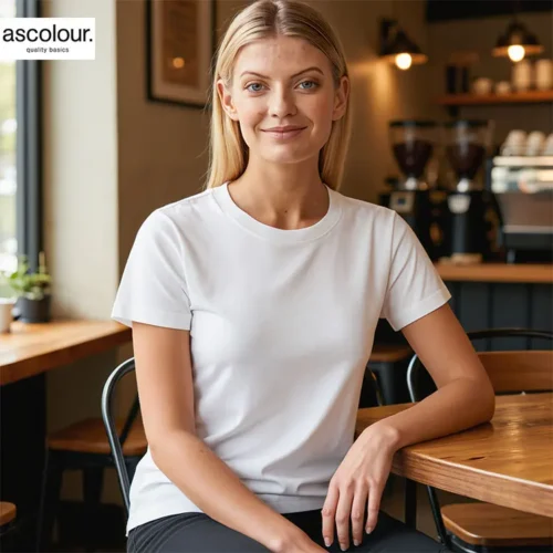 AS Colour Ladies Maple Organic T Shirt with custom print, White, main view